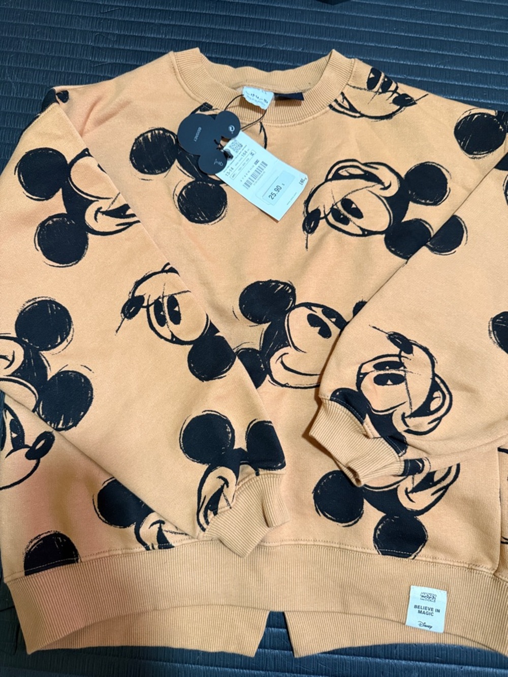 Zara Tan Sweatshirt with Black Mickey Print